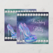 Lavendel Paarse hoge hak schoen verjaardagsfeestje Kaart (Voorkant / Achterkant)