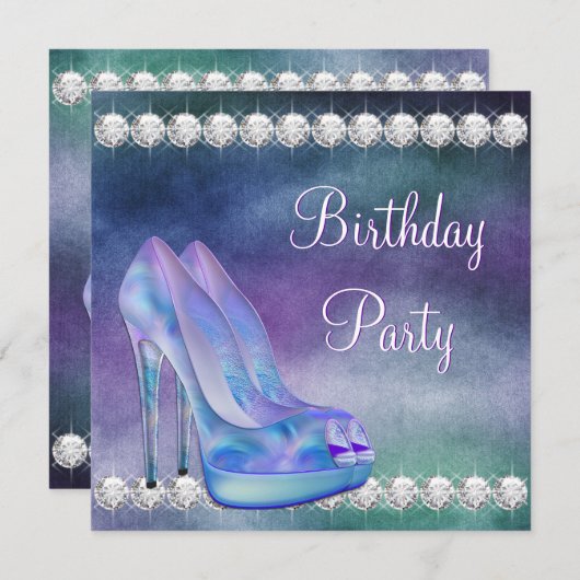 Lavendel Paarse hoge hak schoen verjaardagsfeestje Kaart (Voorkant / Achterkant)