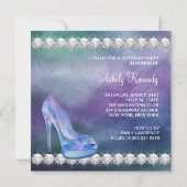 Lavendel Paarse hoge hak schoen verjaardagsfeestje Kaart (Achterkant)