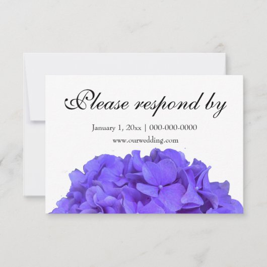 Lavendel paarse Hydrangeas paarse bloemen RSVP Save The Date (Voorkant)