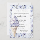 Lavendel Paarse Ice Cream Cones Bloemen Verjaardag Kaart (Voorkant)