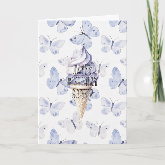 Lavendel Paarse Ice Cream Cones Verjaardag Kaart (Voorkant)