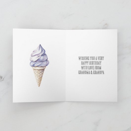 Lavendel Paarse Ice Cream Cones Verjaardag Kaart (Binnen)
