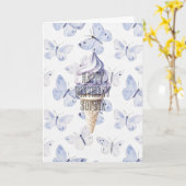 Lavendel Paarse Ice Cream Cones Verjaardag Kaart (Gele Bloem)