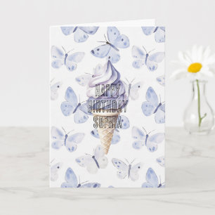 Lavendel Paarse Ice Cream Cones Verjaardag Kaart