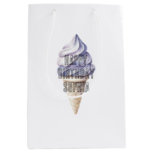 Lavendel Paarse Ice Cream Cones Verjaardag Medium Cadeauzakje (Voorkant)