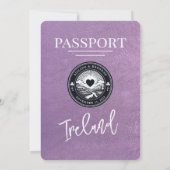 Lavendel Paarse Ierland Passport Wedding Kaart (Achterkant)