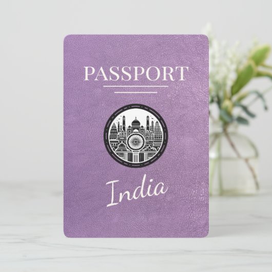Lavendel Paarse India Paspoort Bewaar de datum Save The Date (Staand voorkant)