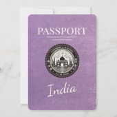 Lavendel Paarse Indië Paspoort Uitnodiging (Achterkant)