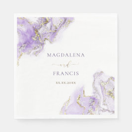lavendel paarse inkt marmeren bruiloft servet