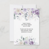 Lavendel, Paarse, ivoren hortensia bloem Save The Date (Achterkant)