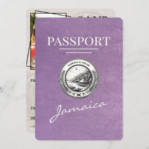 Lavendel Paarse Jamaica Passport Bewaar de datum Save The Date
