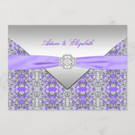 Lavendel Paarse Kant Diamant Lint Trouwkaart Kaart