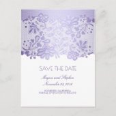 Lavendel Paarse kant Elegant Bewaar de datum Aankondigingskaart (Voorkant)