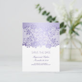Lavendel Paarse kant Elegant Bewaar de datum Aankondigingskaart (Staand voorkant)