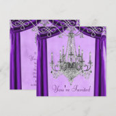 Lavendel Paarse Kroonluchter Feest Uitnodigingen (Voorkant / Achterkant)
