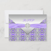 Lavendel Paarse Lace Diamond Wedding RSVP Kaartje (Voorkant)