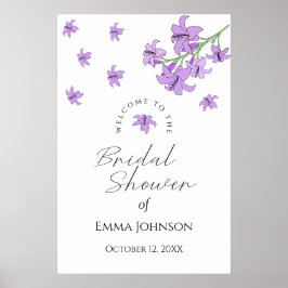 Lavendel Paarse Lelie Bruiloft Feest Welkom Bord Poster