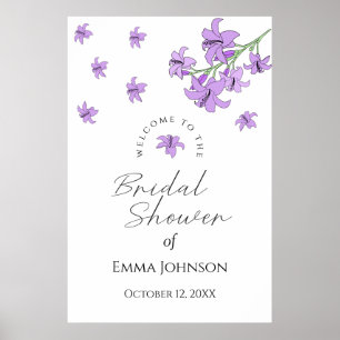 Lavendel Paarse Lelie Bruiloft Feest Welkom Bord Poster