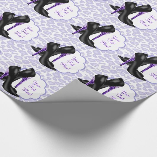 Lavendel Paarse Leopard Hoge Hak Schoen Gift Wrap Cadeaupapier (Hoek)