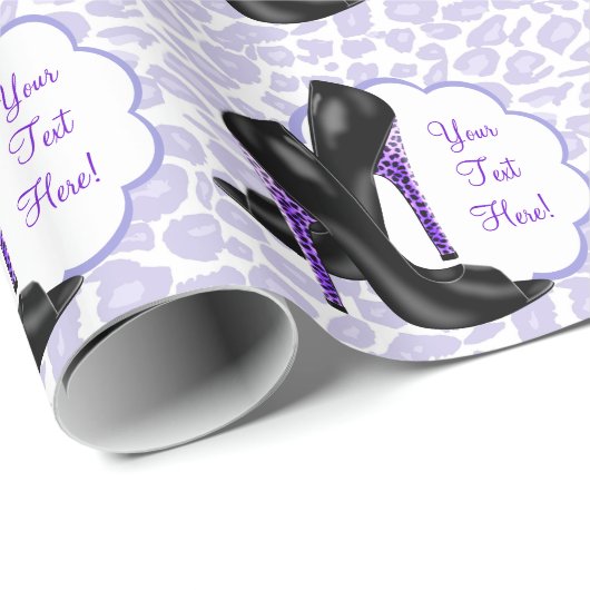 Lavendel Paarse Leopard Hoge Hak Schoen Gift Wrap Cadeaupapier (Rol Hoek)