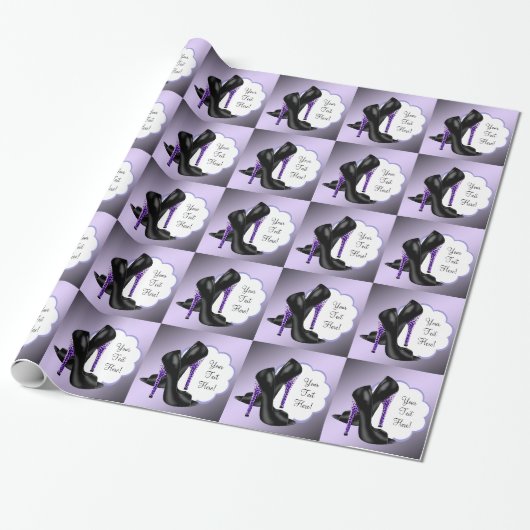 Lavendel Paarse Leopard Hoge Hak Schoen Gift Wrap Cadeaupapier (Uitgerold)