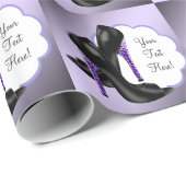 Lavendel Paarse Leopard Hoge Hak Schoen Gift Wrap Cadeaupapier (Rol Hoek)