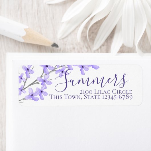 Lavendel Paarse Lila bloesems Adres Etiket (Insitu)