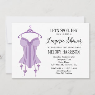 Lavendel paarse lingerie bruiloftsuitnodiging kaart