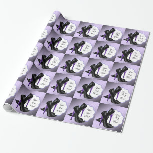 Lavendel Paarse Luipaard Hoge Hak Schoen Cadeaupap Cadeaupapier