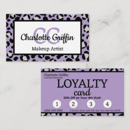 Lavendel Paarse luipaard print Lash make-up loyali Visitekaartje