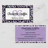 Lavendel Paarse luipaard print wimper en make-up a Visitekaartje (Voorkant / Achterkant)