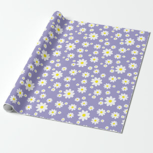 Lavendel Paarse Madeliefjespatroon Inpakpapier