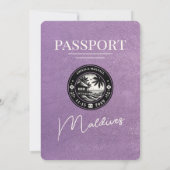 Lavendel Paarse Malediven Paspoort bruiloft Kaart (Achterkant)
