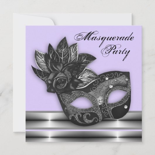 Lavendel Paarse Maskerade Feest Uitnodigingen (Voorkant)