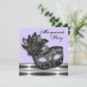 Lavendel Paarse Masquerade Party Uitnodigingen (Staand voorkant)