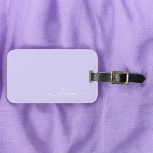 Lavendel Paarse Meisjesachtige Script Monogram Naa Bagagelabel