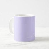 Lavendel Paarse Meisjesachtige Script Monogram Naa Koffiemok (Voorkant links)