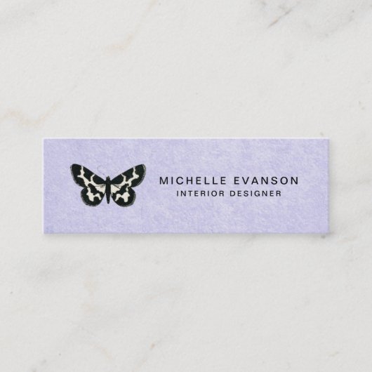 Lavendel Paarse met eenvoudige vlinder Logo Mini Visitekaartje (Voorkant)