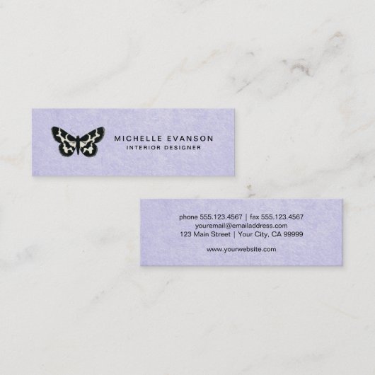 Lavendel Paarse met eenvoudige vlinder Logo Mini Visitekaartje (Voorkant / Achterkant)