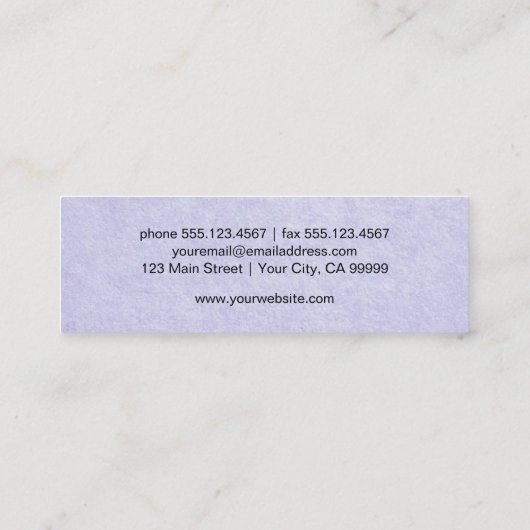 Lavendel Paarse met eenvoudige vlinder Logo Mini Visitekaartje (Achterkant)