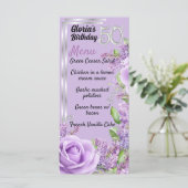 Lavendel paarse mijlpaal 50e verjaardagsmenu menu (Staand voorkant)