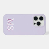 Lavendel Paarse Minimaal Monogram iPhone Hoesje 15 Pro Case (Achterkant horizontaal)