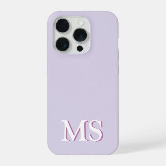 Lavendel Paarse Minimaal Monogram iPhone Hoesje 15 Pro Case