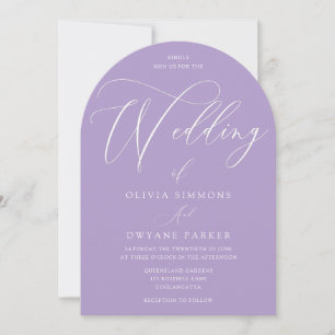 Lavendel Paarse Minimal Arch Wedding Kaart