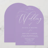 Lavendel Paarse Minimal Arch Wedding Kaart (Voorkant / Achterkant)
