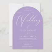 Lavendel Paarse Minimal Arch Wedding Kaart (Voorkant)