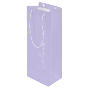 Lavendel Paarse Moderne Script Meisjesachtig Monog Wijn Cadeautas