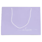 Lavendel Paarse Moderne Script Meisjesachtige Mono Groot Cadeauzakje (Voorkant)