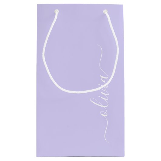 Lavendel Paarse Moderne Script Meisjesachtige Mono Klein Cadeauzakje (Achterkant)